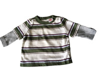 Baby Gap Multi Striped Top With Grey Sleeves - Boys 0-3m