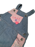 Next Light Blue Denim Pink Patch Short Dungarees - Girls 0-3m