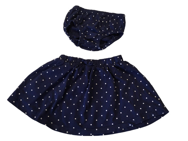Mothercare Navy Polka Dot Nappy Pants & Skirt Outfit - Girls 12-18m