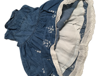 Mantaray Blue Denim Sleeveless Button Dress with White Embroidery - Girls 3-6m