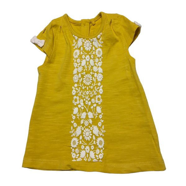 Tu Yellow White Floral Applique Baby Dress Girls 3 6m Growth