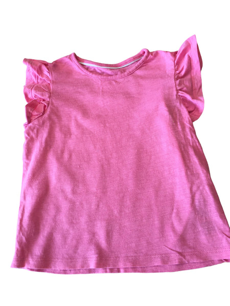 M&S Plain Pink Frilled Sleeve Summer Top - Girls 3-4yrs