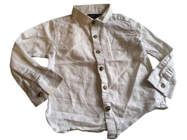 Next White Linen Mix L/S Shirt - Playwear - Boys 18-24m