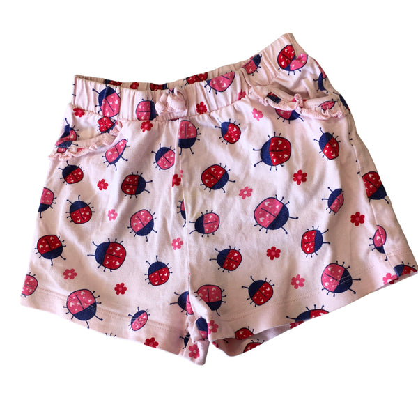 George Pink Ladybird Print Jersey Shorts - Girls 2-3yrs