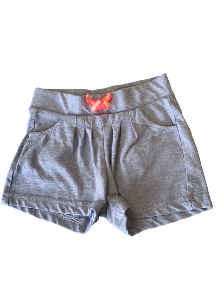 F&F Light Blue Jersey Shorts with Neon Pink Bow - Girls 3-4yrs