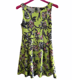 Candy Couture Girls Neon Yellow Floral Skater Dress - Girls 15yrs