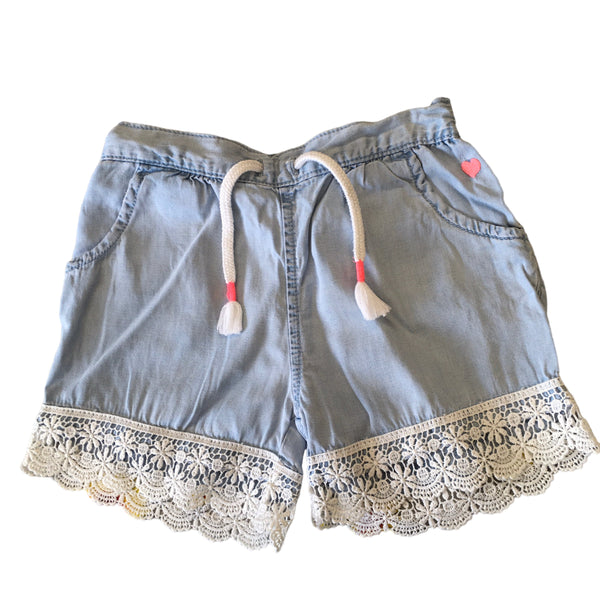 Tu Denim Lyocell Summer Shorts with Crochet Trim - Girls 2-3yrs