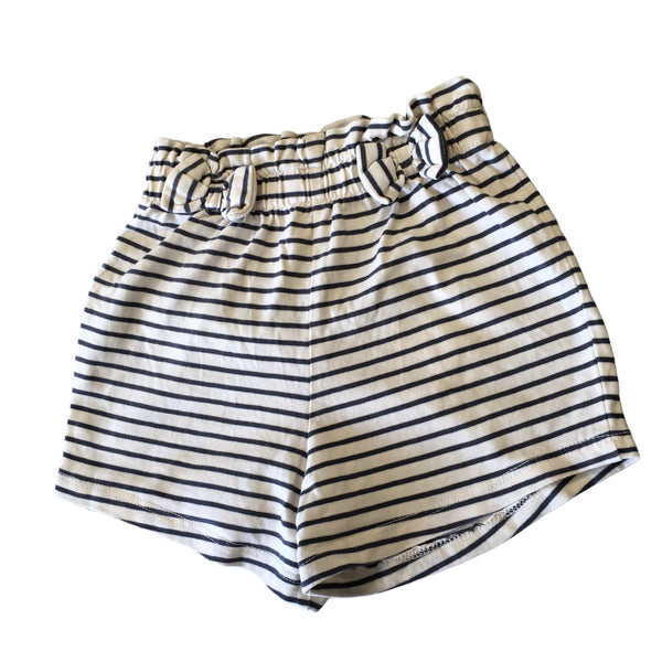George Ecru / Navy Stripe Stretch Jersey Shorts with Bows - Girls 2-3yrs