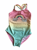 F&F Girls Pastel Sequin Rainbow Swimsuit Swimming Costume - Girls 12-18m