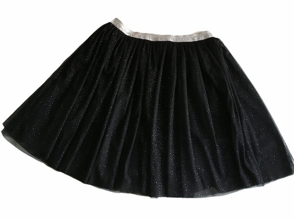 George Girls Black and Silver Sparkly Party Occasion Tutu Skirt with Elasticated Waist - Girls 11-12yrs