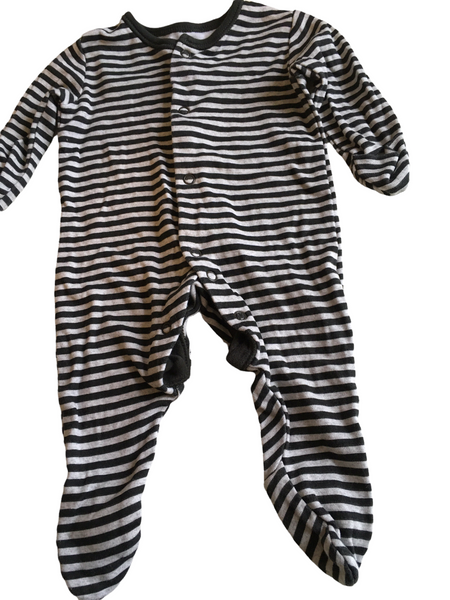 George Black/Grey Striped Baby Sleepsuit - Unisex First Size