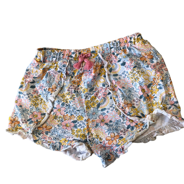 Tu Girls Blue & Pink Pastel Floral Jersey Shorts - Girls 2-3yrs
