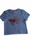 F&F Girls White Striped Sequin Butterfly Top - Girls 11-12yrs