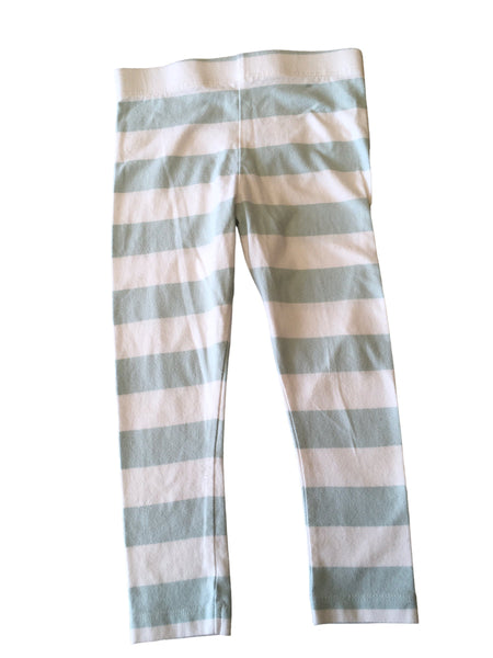 M&S Green/White Striped Stretch Leggings - Girls 3-4yrs