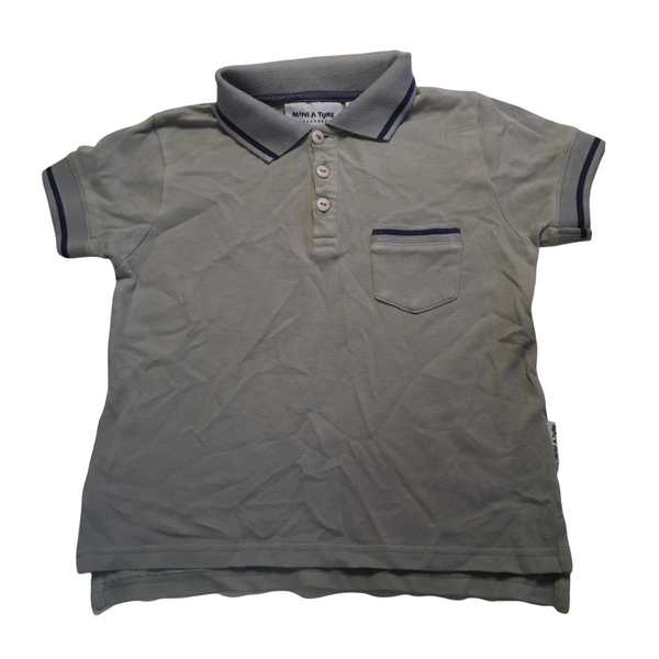 Mini A Ture Copenhagen Grey/Blue S/S Polo Shirt - Boys 6yrs