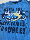 Blue Watch Out Here Comes Trouble Sharks T-Shirt - Boys 5-6yrs