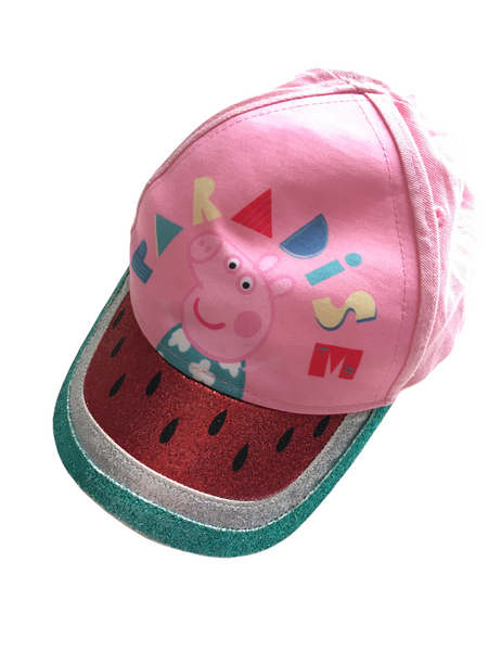 Peppa Pig Paradise Pink Sparkly Melon Summer Sun Cap Hat - Girls 1-2yrs