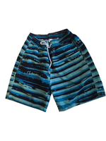 Navy Blue and Turquoise Boys Swimming Shorts with Elasticated Waist - Boys 11-12yrs