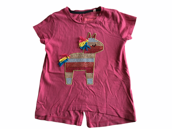 Bluezoo Girls Pink Sequin Llama T-Shirt - Girls 2-3yrs