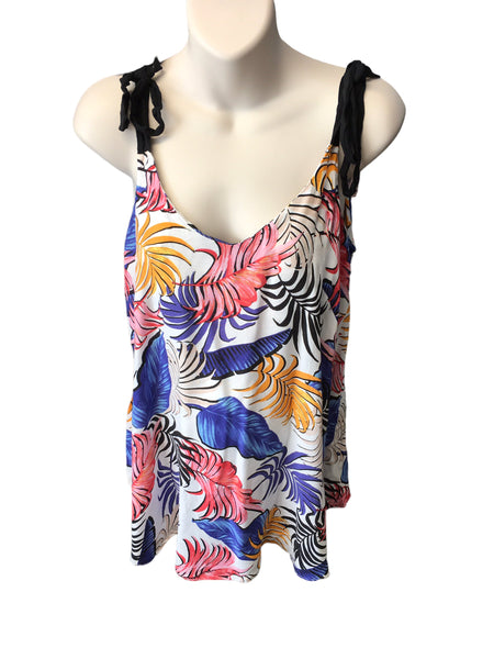 New Look Maternity Colourful Leaf Print Summer Tie Shoulder Top - Size Maternity UK 12
