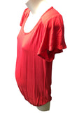 Red Herring Maternity Red Stretch Jersey S/S Flutter Sleeve Top - Size Maternity UK 10