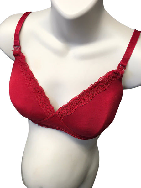 H&M Red Non-Wired Lace Maternity & Nursing Bra - Size UK 36C