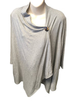 Cable & Gauge Grey Button Front Jersey Waterfall Top - Size Maternity UK 16-18