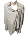 Cable & Gauge Grey Button Front Jersey Waterfall Top - Size Maternity UK 16-18