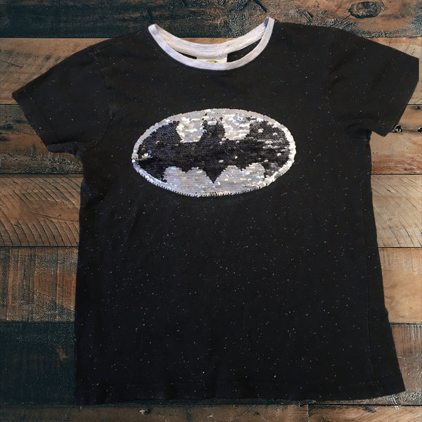 Primark 2 Way Sequin Batman Motif Black T-Shirt - Boys 4-5yrs