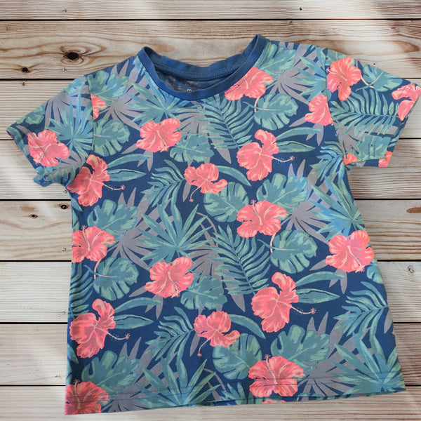 Primark Cares Blue/Pink Floral Organic Cotton T-Shirt - Unisex 4-5yrs