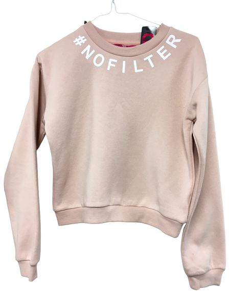 Brand New Young Dimension Peach Sweatshirt with No Filter Motif - Girls 12-13yrs