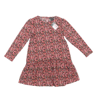 Brand New Primark Black & Pink Floral L/S Crinkle Dress - Girls 6-7yrs