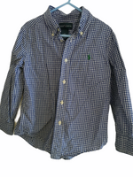 Ralph Lauren Polo Blue and White L/S Gingham Check Oxford Shirt - Boys 4yrs