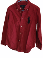 Ralph Lauren Polo Boys Red L/S Oxford Shirt with Large Motif- Boys 5yrs