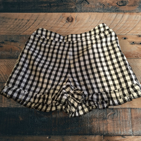 River Island Monochrome Gingham Frilly Cotton Shorts - Girls 10yrs