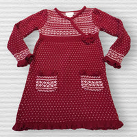 Savannah Red & White Girls Fair Isle Knitted Jumper Dress - Girls 3-4yrs