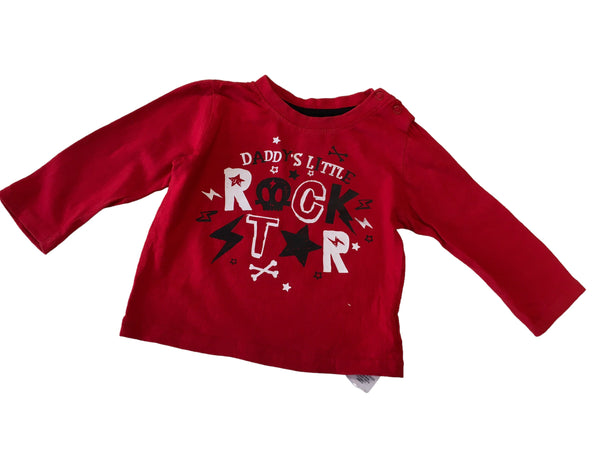 Primark Red Daddy's Little Rock Star L/S Top - Boys 6-9m