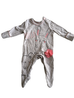 F&F Grey Hello Bunny & Bear New Baby Sleepsuit - Girls Newborn