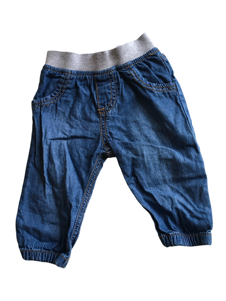 F&F Lightweight Blue Pull on Pocketless Jeans - Boys 3-6m