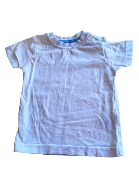 Nutmeg Plain White Baby T-Shirt with Shoulder Fastening - Boys 3-6m
