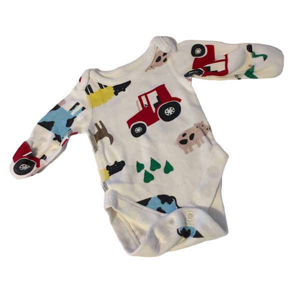 M&S Farmyard Print L/S Bodysuit - Unisex Tiny Baby