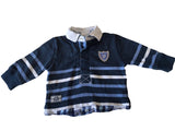 Next Denim Co Blue Striped Jersey L/S Polo Top - Boys 6-9m