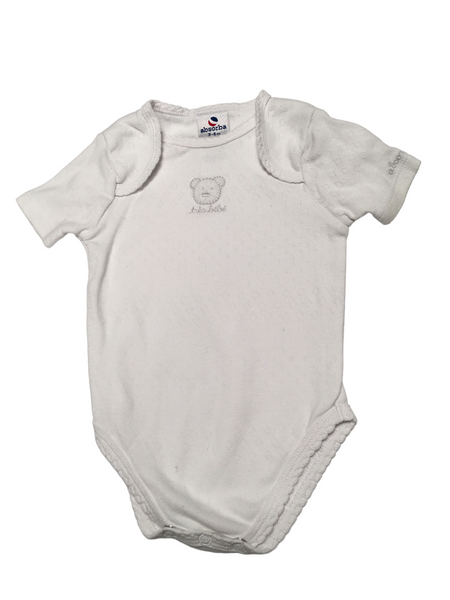 Absorba Baby White Tres Bebe Teddy S/S Bodysuit - Unisex 3-6m