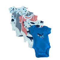M&S Nautical & Blue Whale Print 5 x S/S Baby Bodysuit Bundle - Unisex Tiny Baby