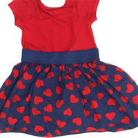 Me To You Tatty Teddy Red/Navy Heart S/S Dress - Girls 12-18m