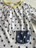 Baby Boden White/Blue Spotty L/S Top with Pockets - Girls 0-3m