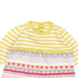 M&S Yellow Striped Fair Isle Knitted Baby Jumper Dress - Girls 3-6m