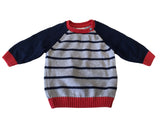 F&F Baby Grey/Navy/Striped Medium Knit Jumper - Boys 0-3m