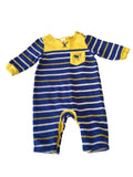 Mini Club Blue/Yellow Striped Romper with Duck Pocket - Boys 0-3m