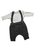 Next Charcoal Trousers With Braces & White Bodysuit Outfit - Boys Newborn